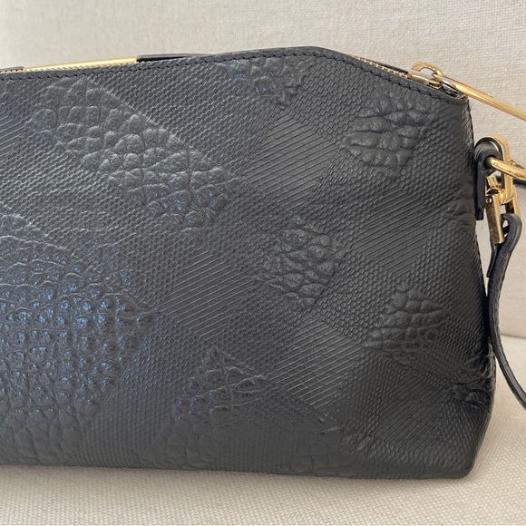 BURBERRY Small Chichester Check Embossed Leather Crossbody and Clutch Bag - Picture 8 of 16